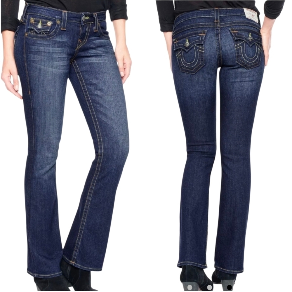 True Religion Low Rise Bootcut Slight Strech Women's Blue Tall Jeans Size 29